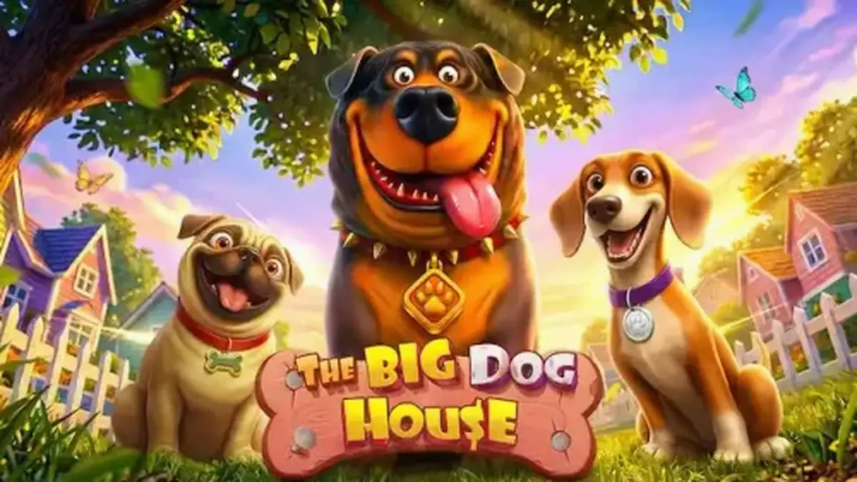 The Big Dog House slot machine logo at gameplay interface
